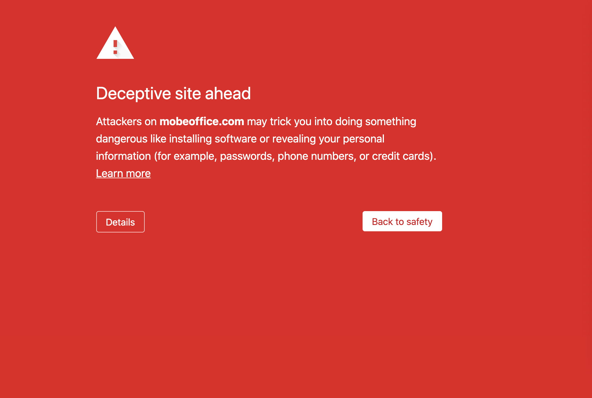 Red screen example